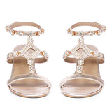 Saint Elettra Platin Leather Multi Stone Jewel Heels