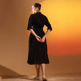 Saint Womens Coal Solid Viscose Sunfeel Midi Dress