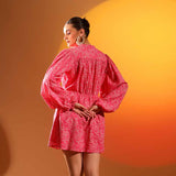 Saint Womens Coral Sushi Voile Short Dress