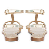 Saint Miriam Platin Leather Studded Sandals