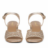 Saint Felicia Gold Woven Leather Block Heels