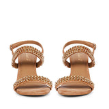 Valeria Gold Chain sand Suede Leather Stilettos