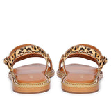 Saint Bellini Gold Metal Decor Tan Leather Sandals