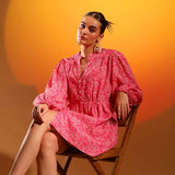 Saint Womens Coral Sushi Voile Short Dress