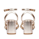 Saint Aldina Crystal Cord String Gold Leather Jewel Block Heels