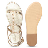 Saint Miriam Platin Leather Studded Sandals