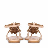 Saint Jenna Silver Stone Adorned Pink Leather Flat Sandals
