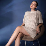 Saint Womens Ivory Printed Cotton Cambric Short Dress