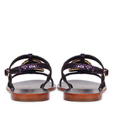 Saint Daisy Purple Leather Flat Sandal