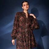 Saint Onyx Womens Flora Printed Dobby Short Dress