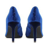 Saint Wren Crystal Buckle Blue Velvet High Heel Pumps