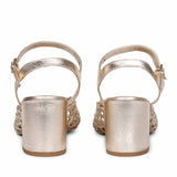 Saint Felicia Gold Woven Leather Block Heels