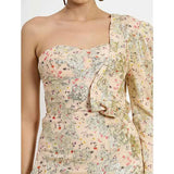 Saint Nevaeh Womens Off White Printed Viscose Lurex Short Dress