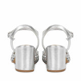 Saint Felicia Silver Hand Woven Leather Block Heels