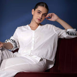 Saint Womens White Embroidered Cotton Shirt