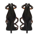 Saint Ella Smoke Stone Embellished Black Leather Heels