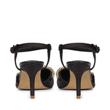 Leila Multi Stone Embellished Black Nylon Fabric Pumps