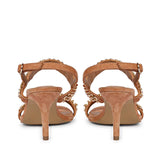 Valeria Gold Chain sand Suede Leather Stilettos