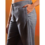 Saint Womens Grey Solid Chambray Pant