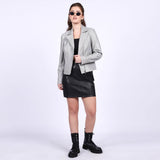 Saint Ginevra Grey Leather Women Biker Jackets