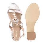 Saint Elettra Platin Leather Multi Stone Jewel Heels