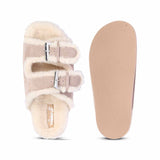 Saint Cosima Fur Taupe Suede Leather Snug Sandals