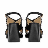 Saint Shelby Black Cross-Over Woven Leather Block Heels