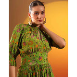 Saint Womens Olive Printed Viscose Sunfeel Short Dress