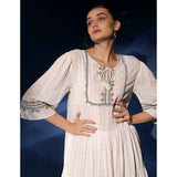 Saint Womens White Viscose Check Dobby Knee-Length Dress