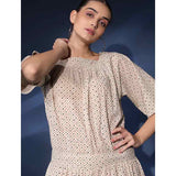 Saint Womens Ivory Printed Cotton Cambric Short Dress