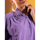 Saint Womens Amethyst Embellished Cotton Shirt