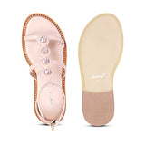 Arlia Rivoli Stone Studded Light Pink Leather Sandals