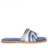 Georgia Hand Embroidered Blue Leather Flats