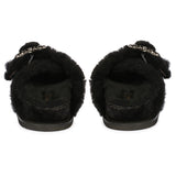 Saint Gemma Diamante Buckles Black Fur Sandals