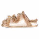 Saint Gemma Diamante Buckles Beige Fur Sandals