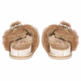 Saint Gemma Diamante Buckles Beige Fur Sandals