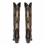 Saint Tiziana Hand Embroidered Brown Leather Cowboy Boots