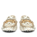 Saint Aurora Gold & White Handwoven Leather Horsebit Loafers