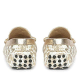 Saint Aurora Gold & White Handwoven Leather Horsebit Loafers