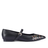 Saint Anouk Multi Eyelets Black Leather Ballerinas