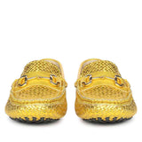 Saint Aurora Mustard Woven Leather Horsebit Loafers