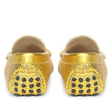 Saint Aurora Mustard Woven Leather Horsebit Loafers