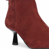 Saint Everly Crystal Buckle Bordo Leather Ankle Boots