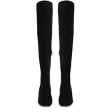 Elegant Saint Luisa Over-the-Knee Boots in Black Stretch Suede