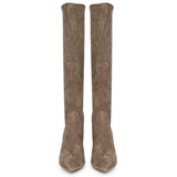 Saint Jemima Taupe Stretch Suede Kitten Heel Long Boots