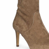Saint Jemima Taupe Stretch Suede Kitten Heel Long Boots