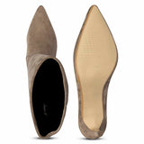 Saint Jemima Taupe Stretch Suede Kitten Heel Long Boots
