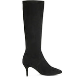 Saint Jemima Black Stretch Suede Kitten Heel Knee High Boots