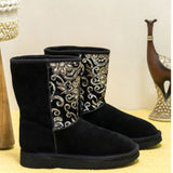 "Saint Corah Sequins Black Snug Boots: Stylish and comfortable women's footwear with sequin embellishments for a touch of glam."