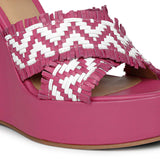 Glenda Hand Woven Hot Pink Leather Wedge Heels